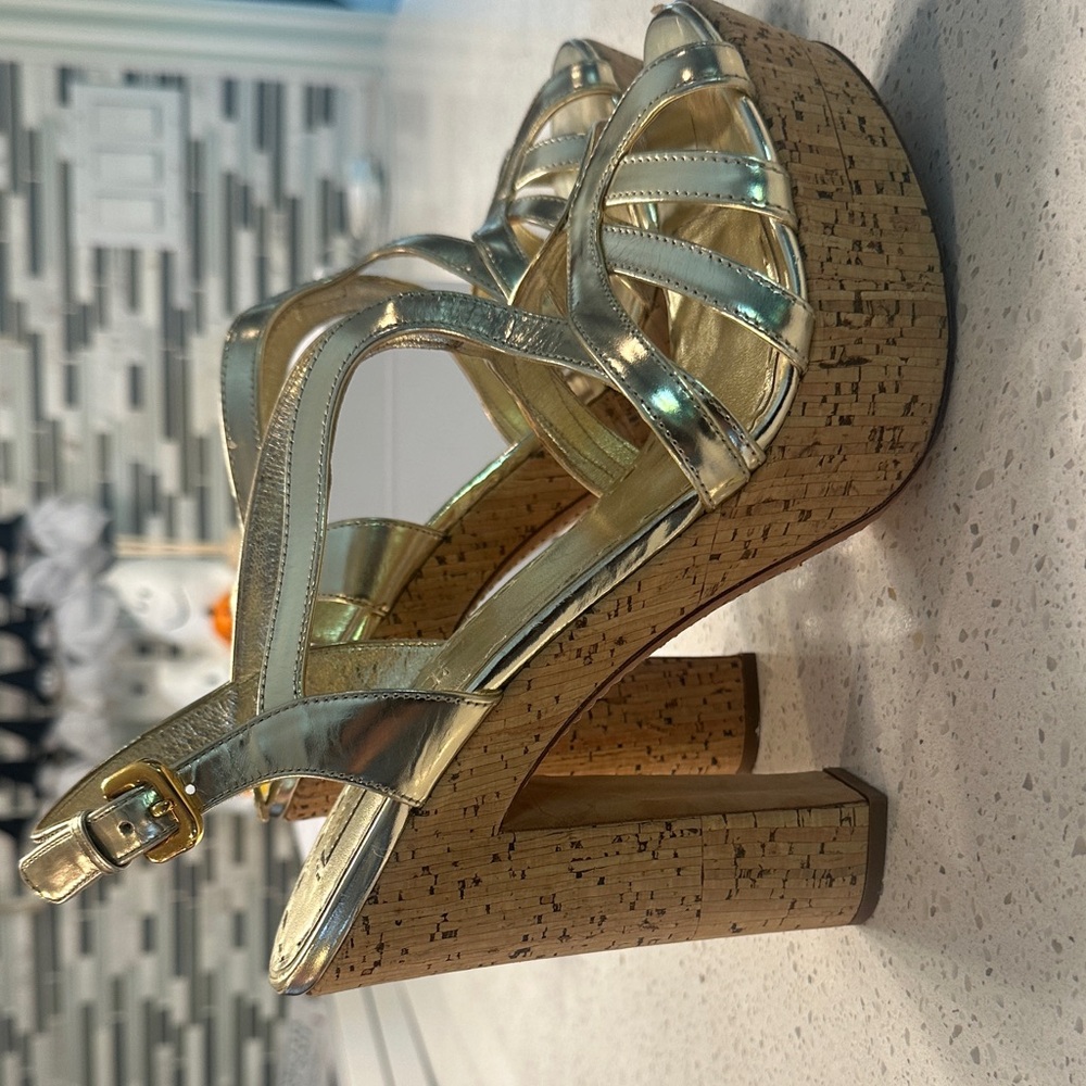 Prada Metallic Gold Platform Sandals size 41